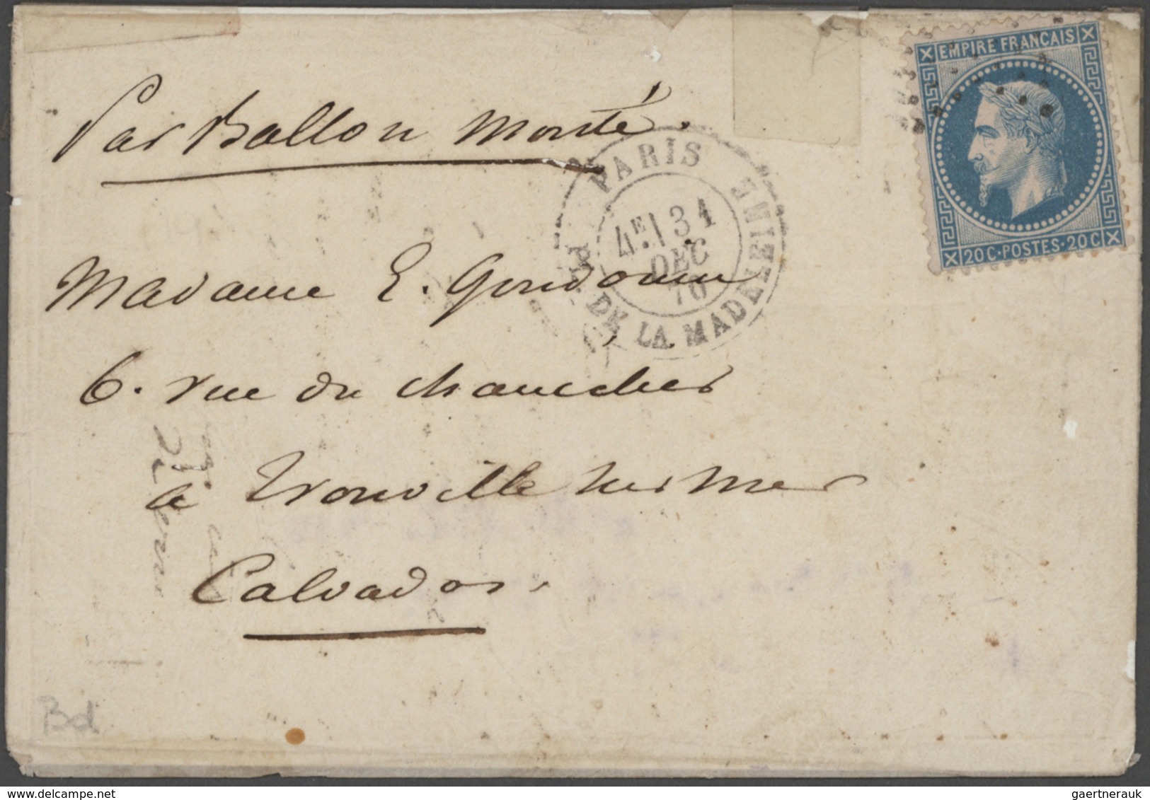 Frankreich - Ballonpost: 1870/1871, Franco-Prussian War in general and Ballon monte in particular, s