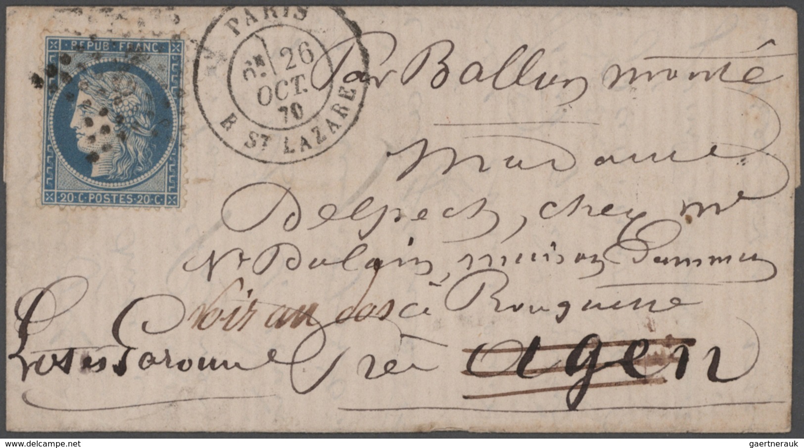 Frankreich - Ballonpost: 1870/1871, Franco-Prussian War in general and Ballon monte in particular, s