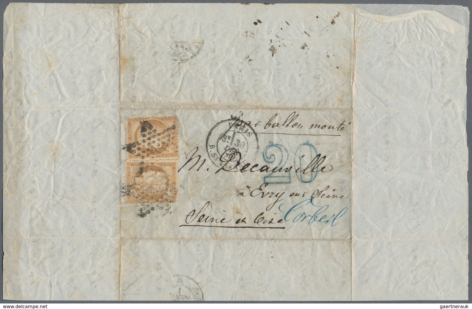 Frankreich - Ballonpost: 1870-71 BALLON MONTÉ: Correspondence of 24 letters and postcards all from P