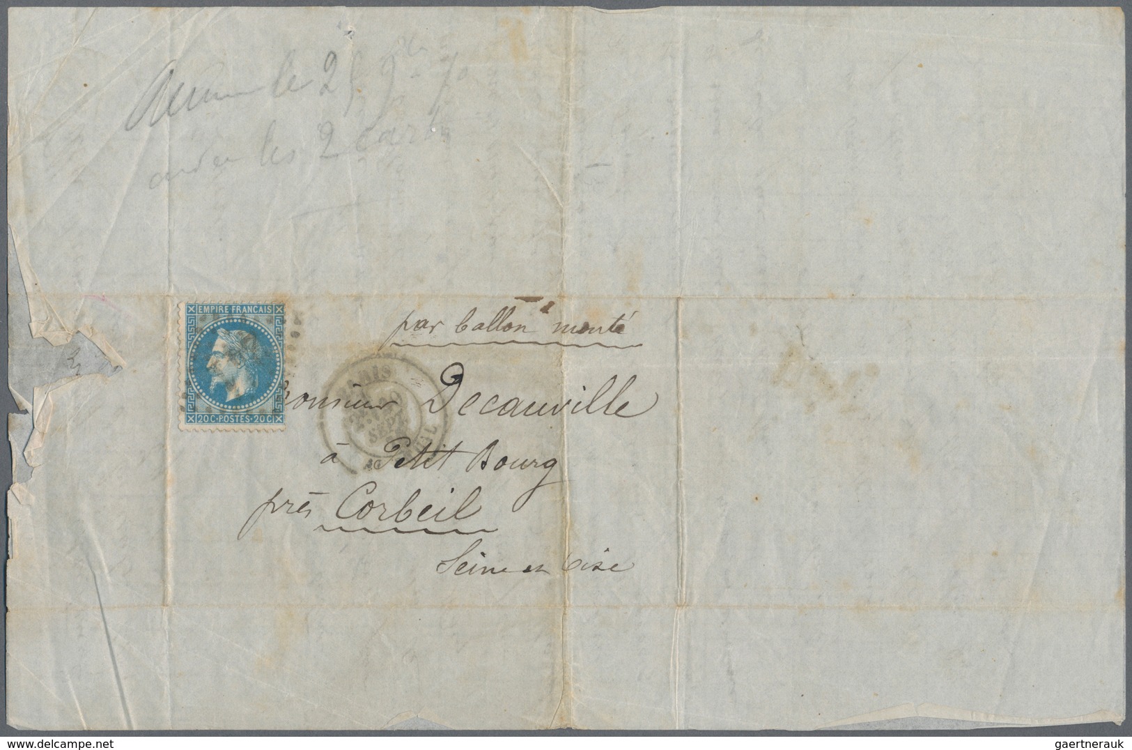 Frankreich - Ballonpost: 1870-71 BALLON MONTÉ: Correspondence of 24 letters and postcards all from P