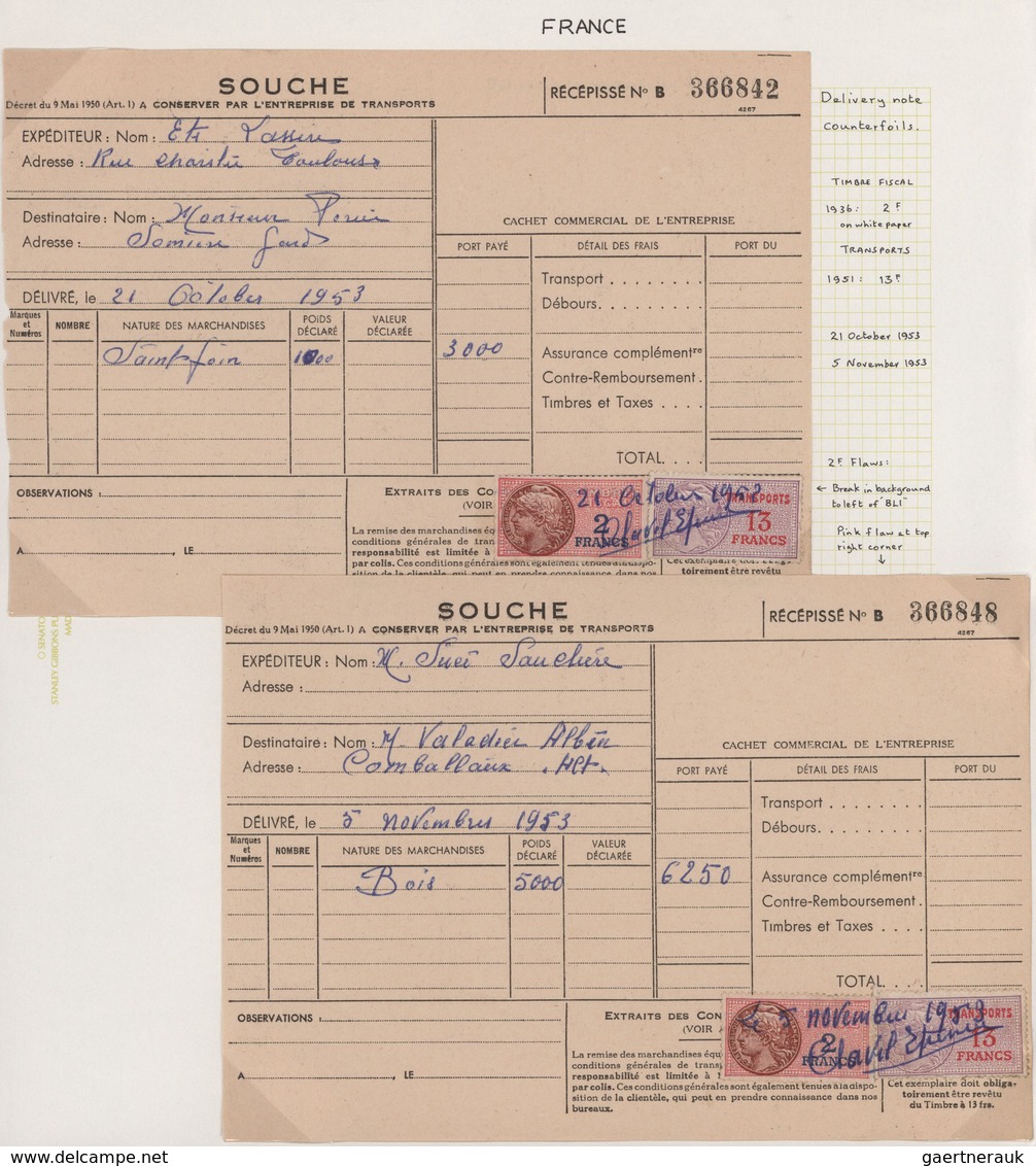 Frankreich - Besonderheiten: 1938/1996, Traffic Fines, Road Haulage Receipts, Motor Licences And Rel - Otros & Sin Clasificación