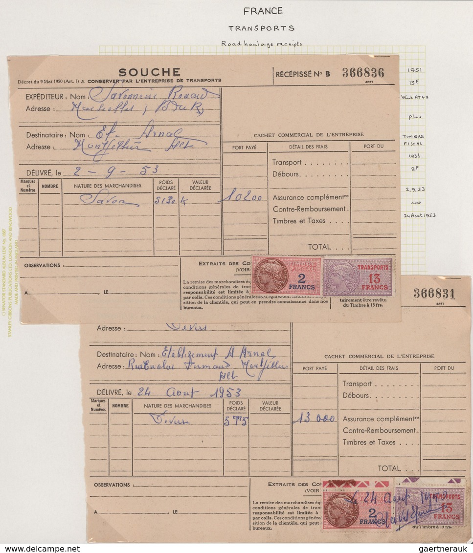 Frankreich - Besonderheiten: 1938/1996, Traffic Fines, Road Haulage Receipts, Motor Licences And Rel - Sonstige & Ohne Zuordnung