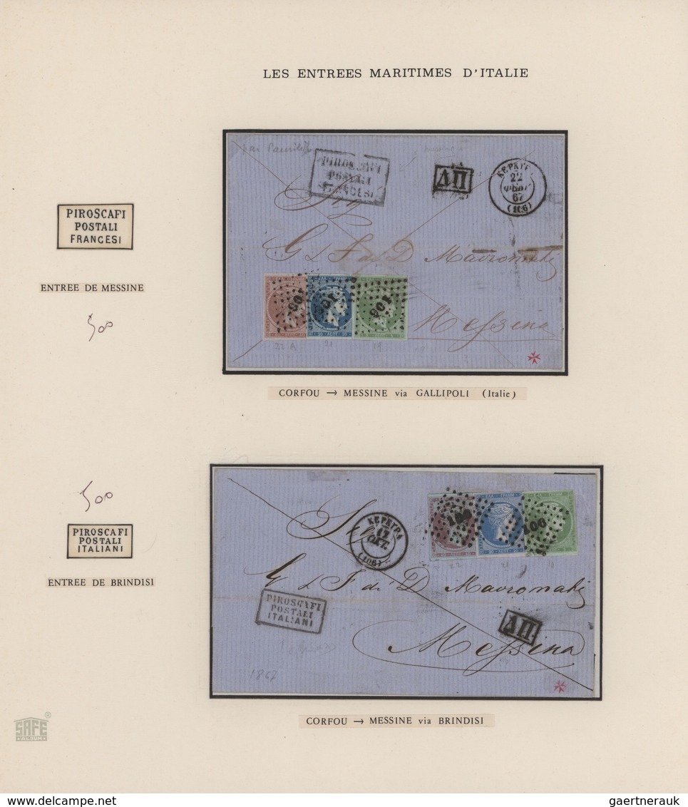 Griechenland: 1853/1867, LARGE HERMES HEADS - MARITIME MAIL, collection of twelve letters bearing Fr