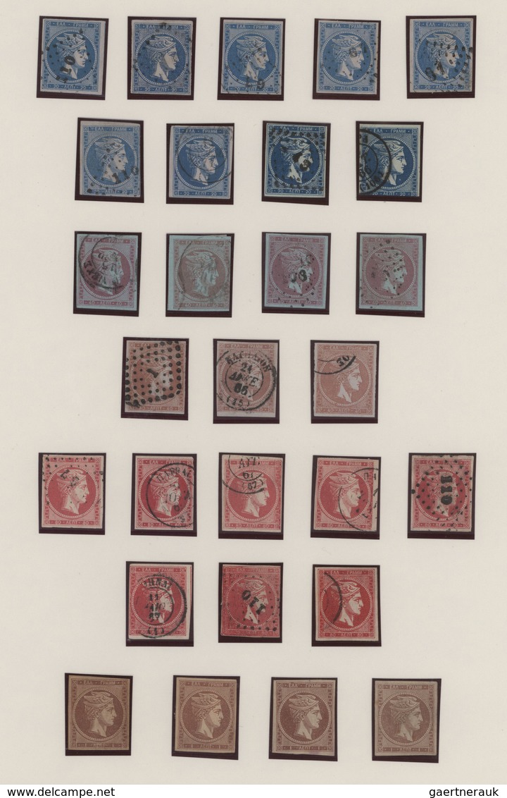 Griechenland: 1861/1880 (ca.), Large Hermes Heads, Used And Mint Collection Of Apprx. 200 Stamps, Ni - Cartas & Documentos