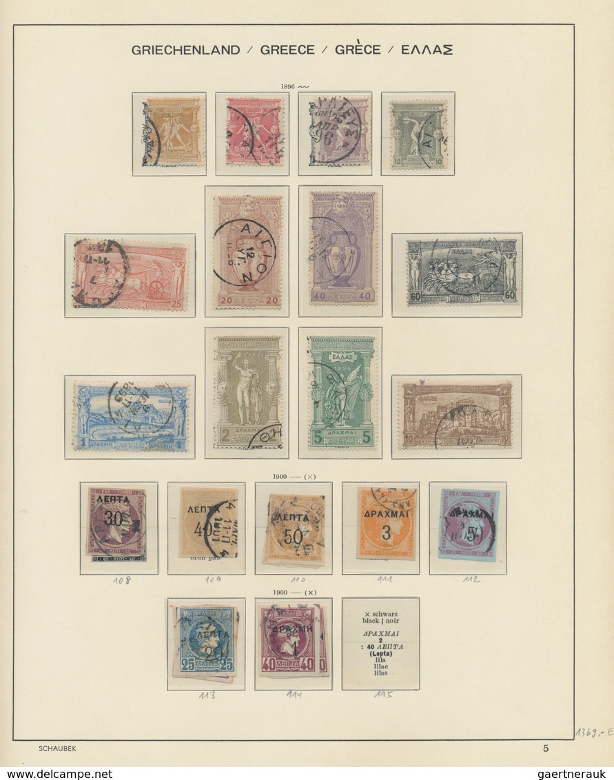 Griechenland: 1879-1981, Gestempelte Sammlung Im Schaubek Album, Beginnend Mit 130 Großen Und Kleine - Lettres & Documents