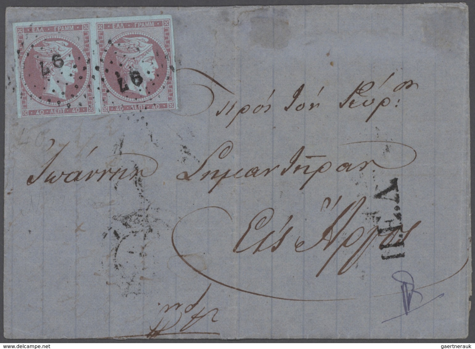 Griechenland - Stempel: 1860/1890 (ca.), POSTMARKS On LARGE HERMES HEADS, Extraordinary Collection O - Poststempel - Freistempel