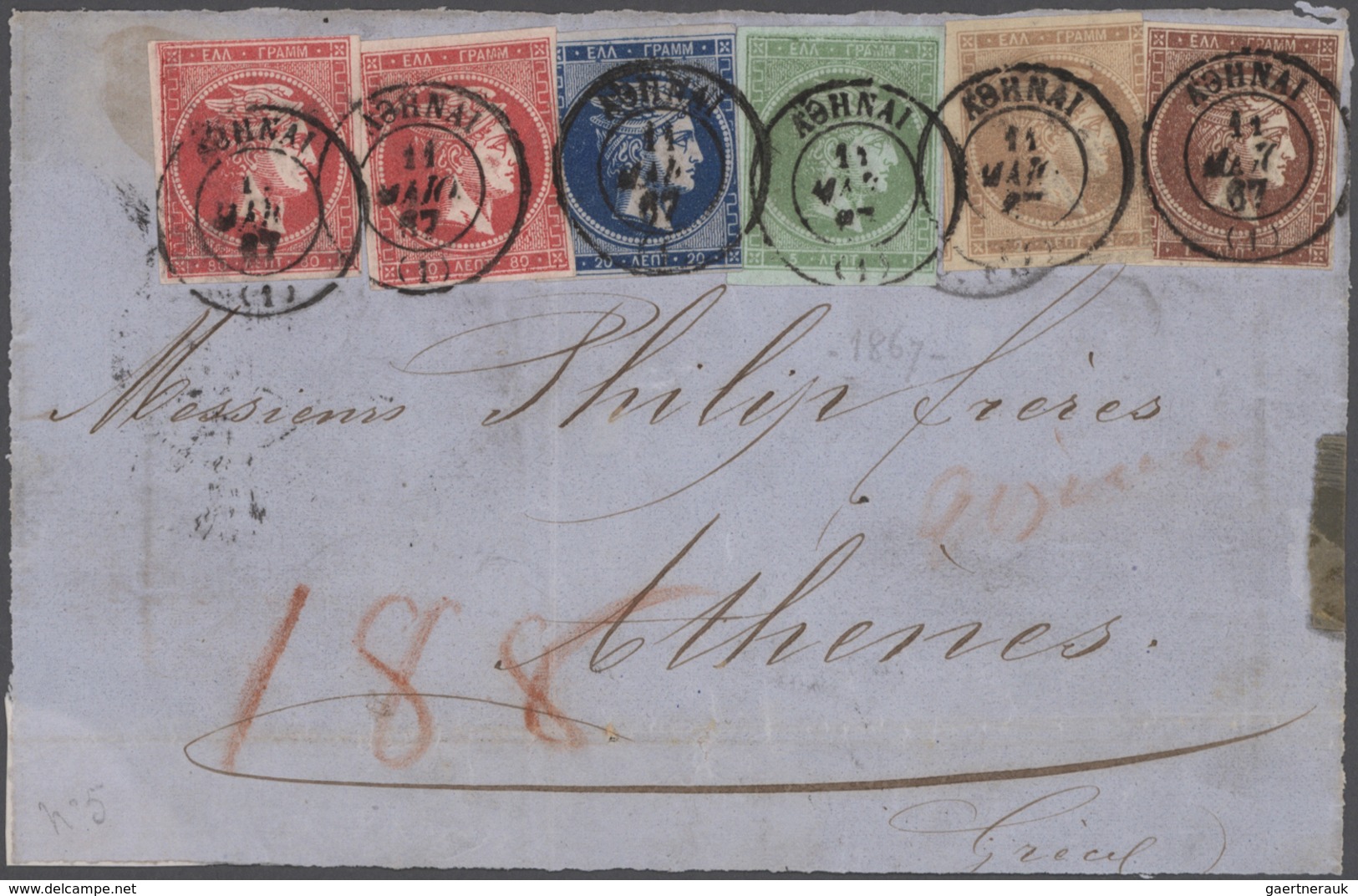Griechenland - Stempel: 1860/1890 (ca.), POSTMARKS on LARGE HERMES HEADS, extraordinary collection o