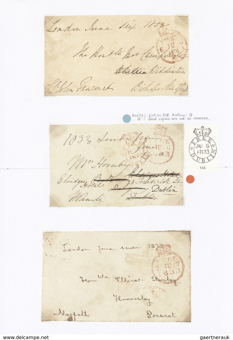 Großbritannien - Vorphila: 1822-1839 FREE FRANK "FRONTS": Collection Of 217 Cut-out Letter Fronts Be - ...-1840 Precursores