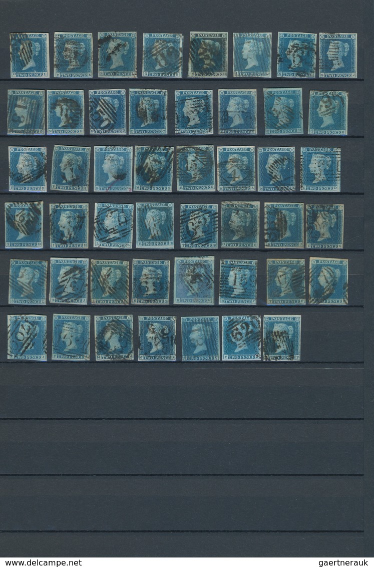 Großbritannien: 1841/1850 (ca.), 2d. Blue "white Lines", Assortment Of 47 Used Stamps With Good Marg - Otros & Sin Clasificación