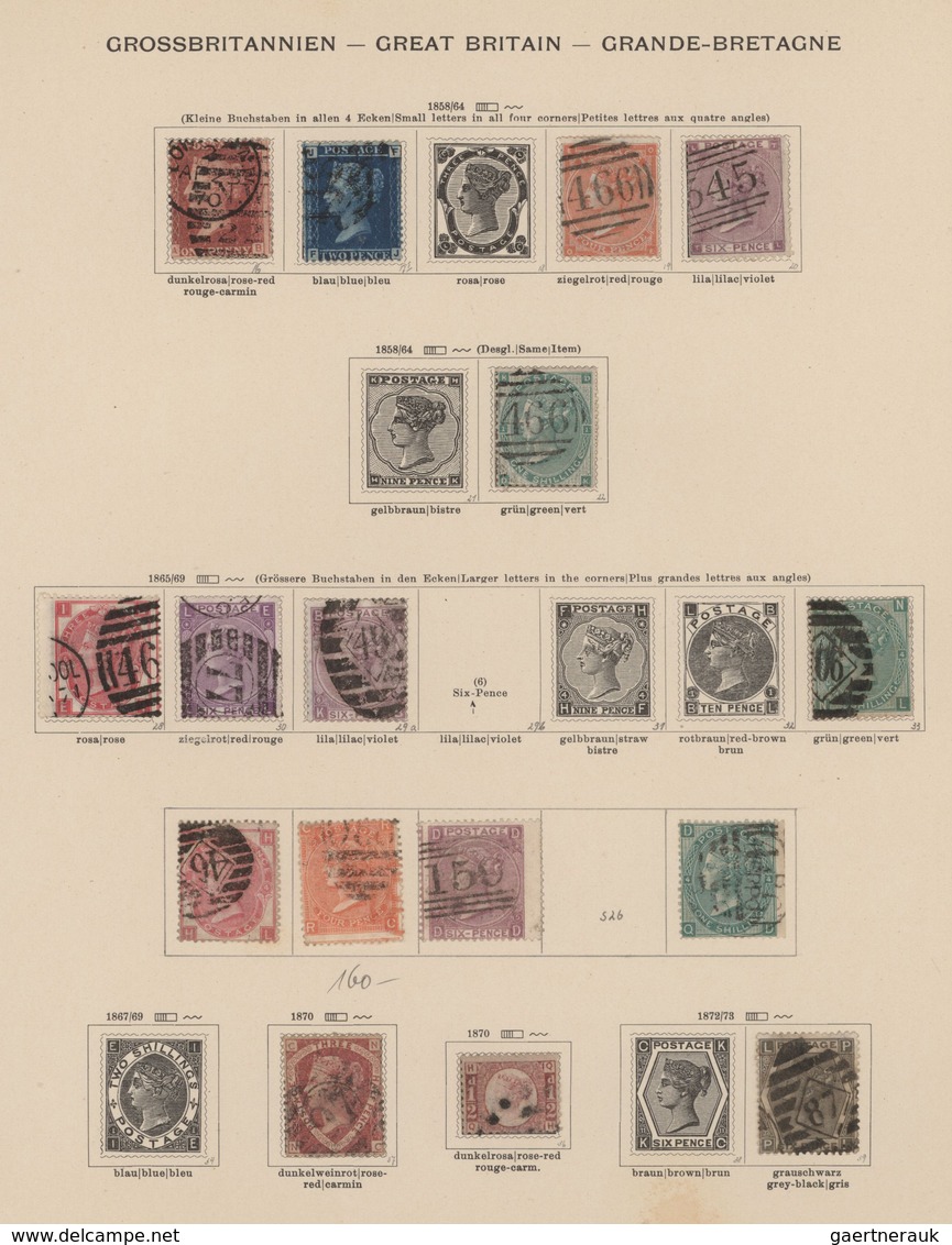 Großbritannien: 1841/1957, Used Collection On Ancient Schaubek Pages With Main Value In The QV Issue - Andere & Zonder Classificatie