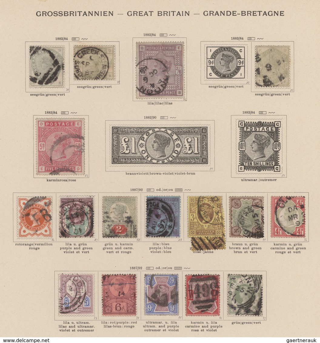 Großbritannien: 1841/1957, Used Collection On Ancient Schaubek Pages With Main Value In The QV Issue - Otros & Sin Clasificación