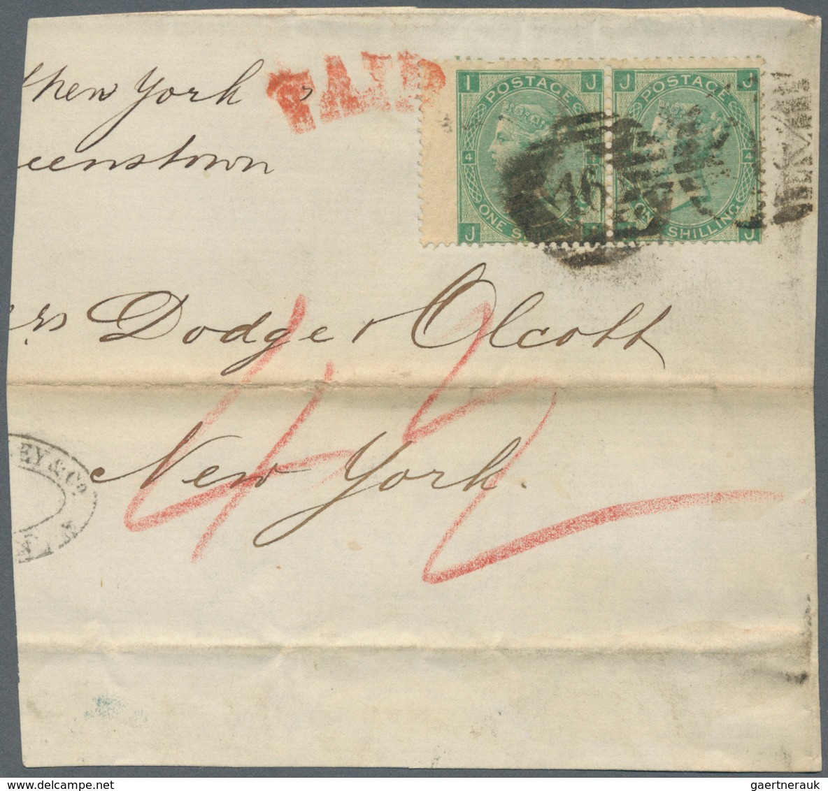 Großbritannien: 1865/1869, Assortment Of 74 Fronts/large Fragments Each Franked With 84 Copies 1s. G - Otros & Sin Clasificación