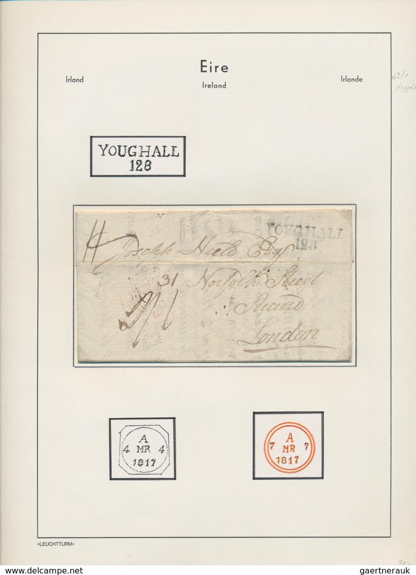 Irland: 1817/1910, British Period, Collection Of 39 Covers/cards (thereof 19 Stampless) And 32 Stamp - Briefe U. Dokumente