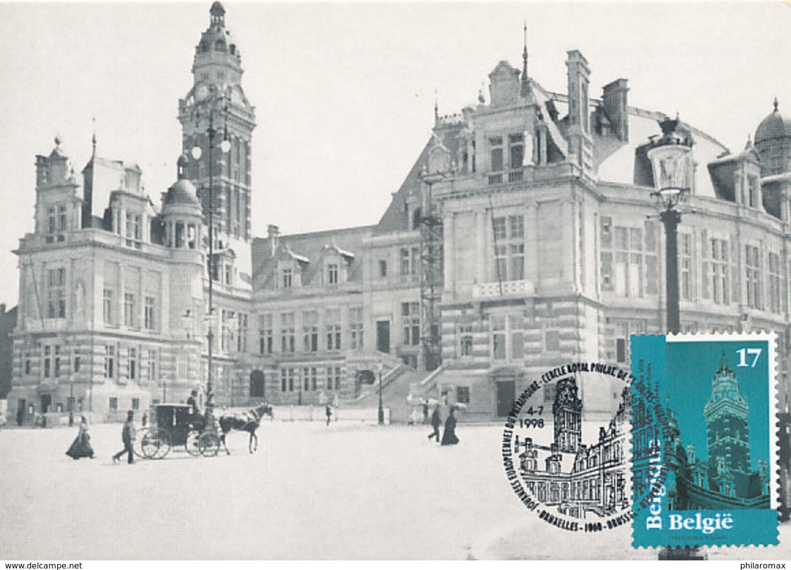 D38956 CARTE MAXIMUM CARD TRIPLE 1998 BELGIUM - CITY HALL RATHAUS SAINT-GILLES BRUSSELS CP ORIGINAL - Altri & Non Classificati