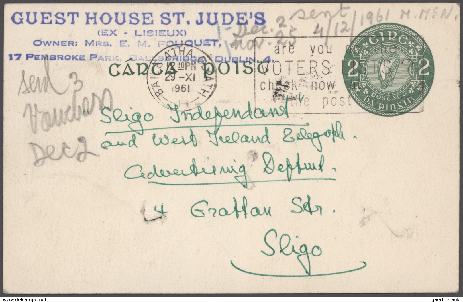 Irland: 1922/94 accumulation of ca. 480 unused/CTO-used and commercially used postal stationeries (p