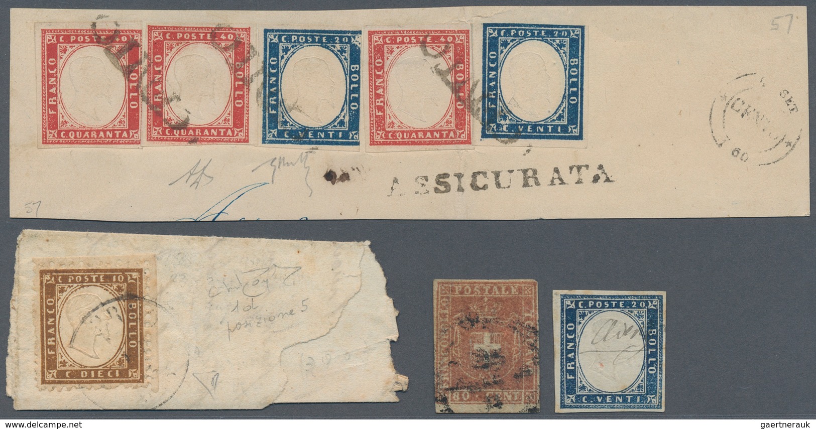 Altitalien: 1853/1862, Italian States And Early Kingdom, Lot Of Better Items, E.g. Sardinia 1.60l. F - Verzamelingen