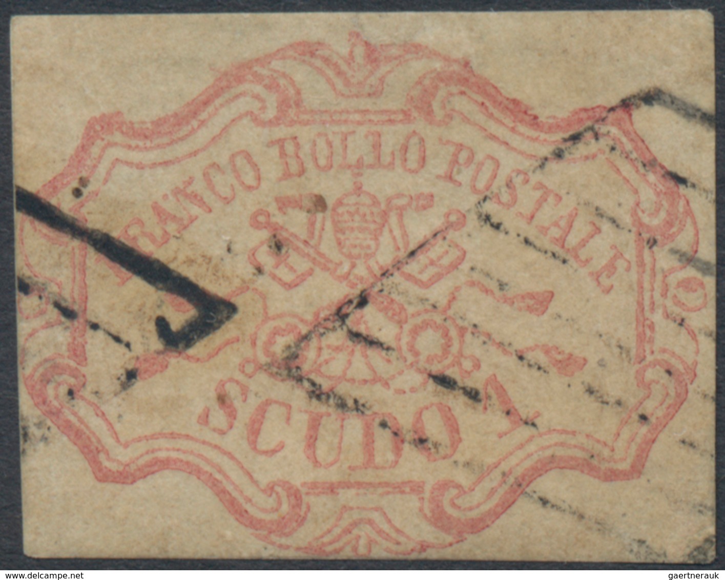 Italien - Altitalienische Staaten: Kirchenstaat: 1852, 1sc. Carmine, Used Copy, Faults/repaired. Sas - Estados Pontificados