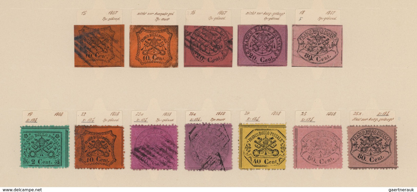 Italien - Altitalienische Staaten: Kirchenstaat: 1852/1868, Chiefly Used Collection Of 30 Stamps Sho - Kirchenstaaten