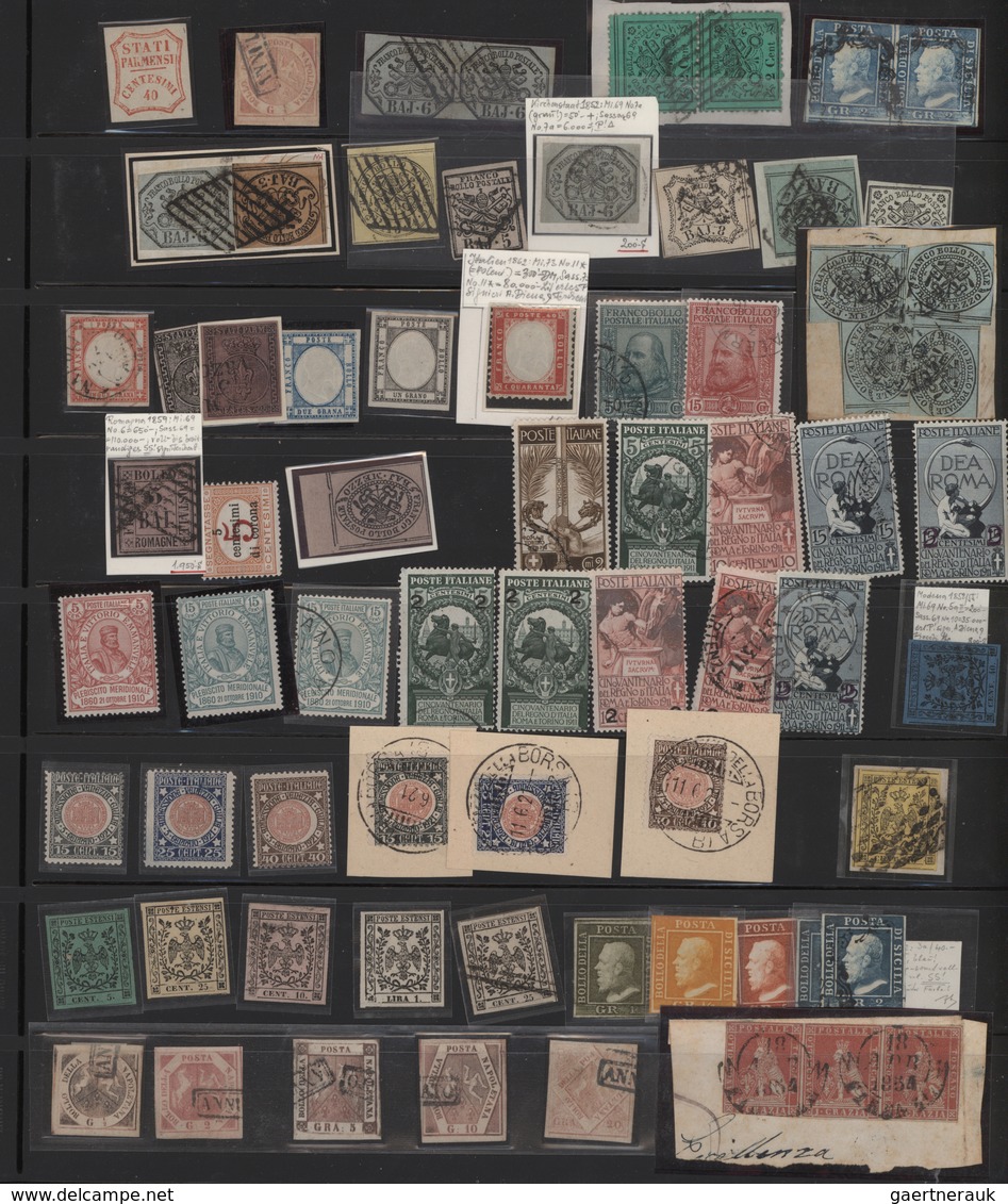 Italien: 1852/1950 (ca.), Italian States, Italy And Area, Sophisticated Balance In A Binder With Ple - Collections