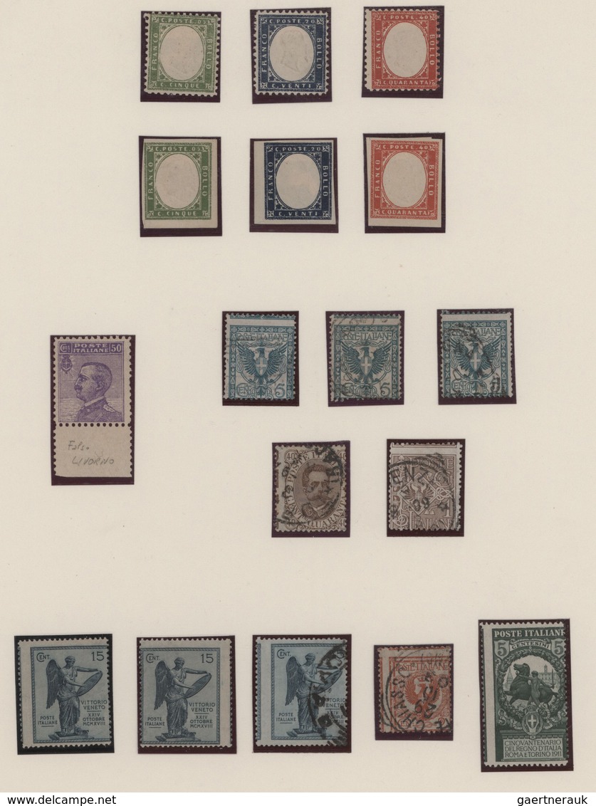 Italien: 1861/1955, SPECIALITIES/VARIETIES, Collection Of Apprx. 90 Stamps On Album Pages, Showing G - Colecciones