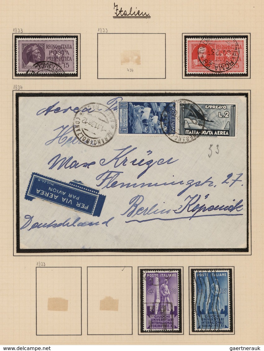 Italien: 1863/1938, Used Collection On Album Pages With Many Interesting Issues, Definitive Sets Up - Colecciones