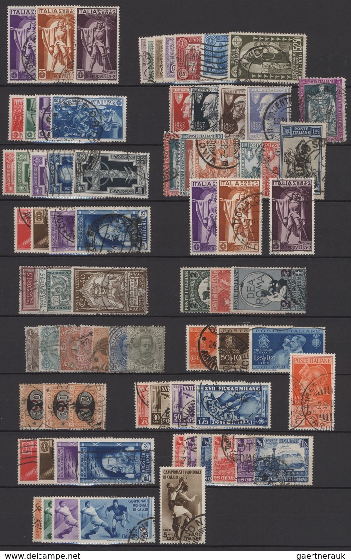 Italien: 1891/1939, Used Assortment Of Apparently Only Complete Issues Incl. Better Sets Like Sass. - Verzamelingen