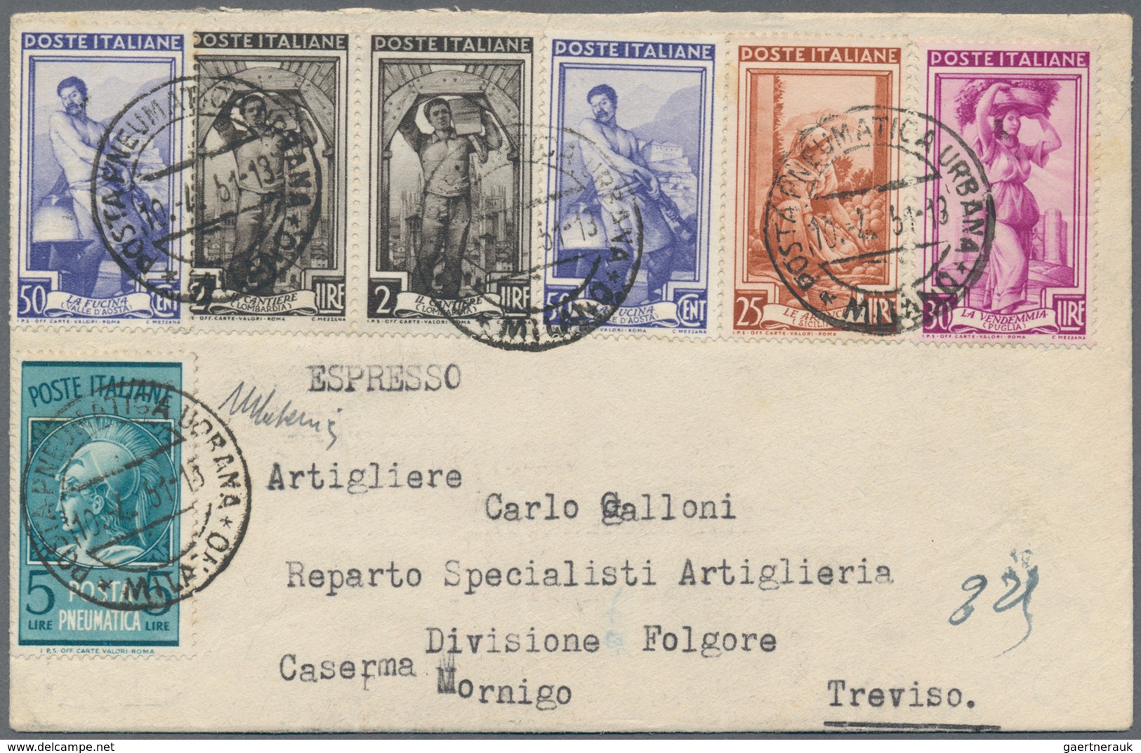 Italien: 1914 - 1957 (ca): "Pneumatic Mail" In Rome, Naples And Milan. 130+ Covers, Stationery, Tele - Verzamelingen