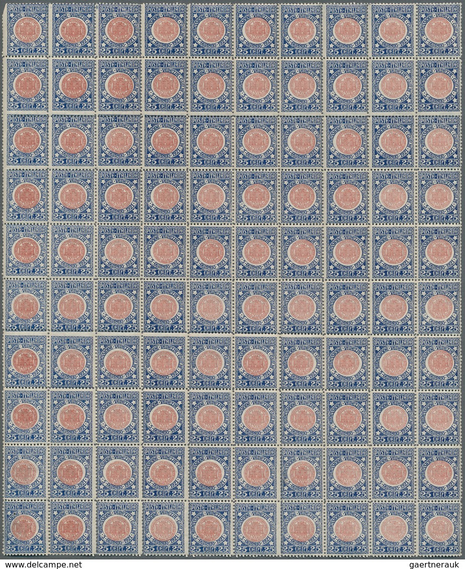 Italien: 1921, "Annessione Della Venezia Giulia" Complete Set Of 3 Values, Each In 7 Complete Sheets - Collections