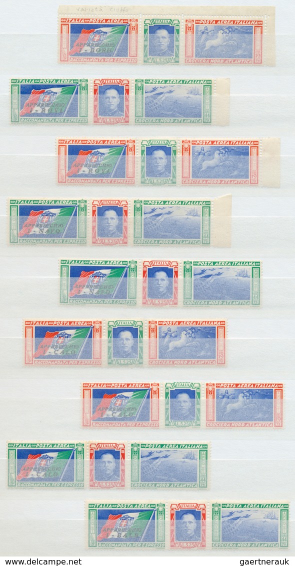 Italien: 1933, SQADRON FLIGHT, Mint Assortment Of 27 Se-tenant-strips, Slightly Varied Condition, Al - Collections