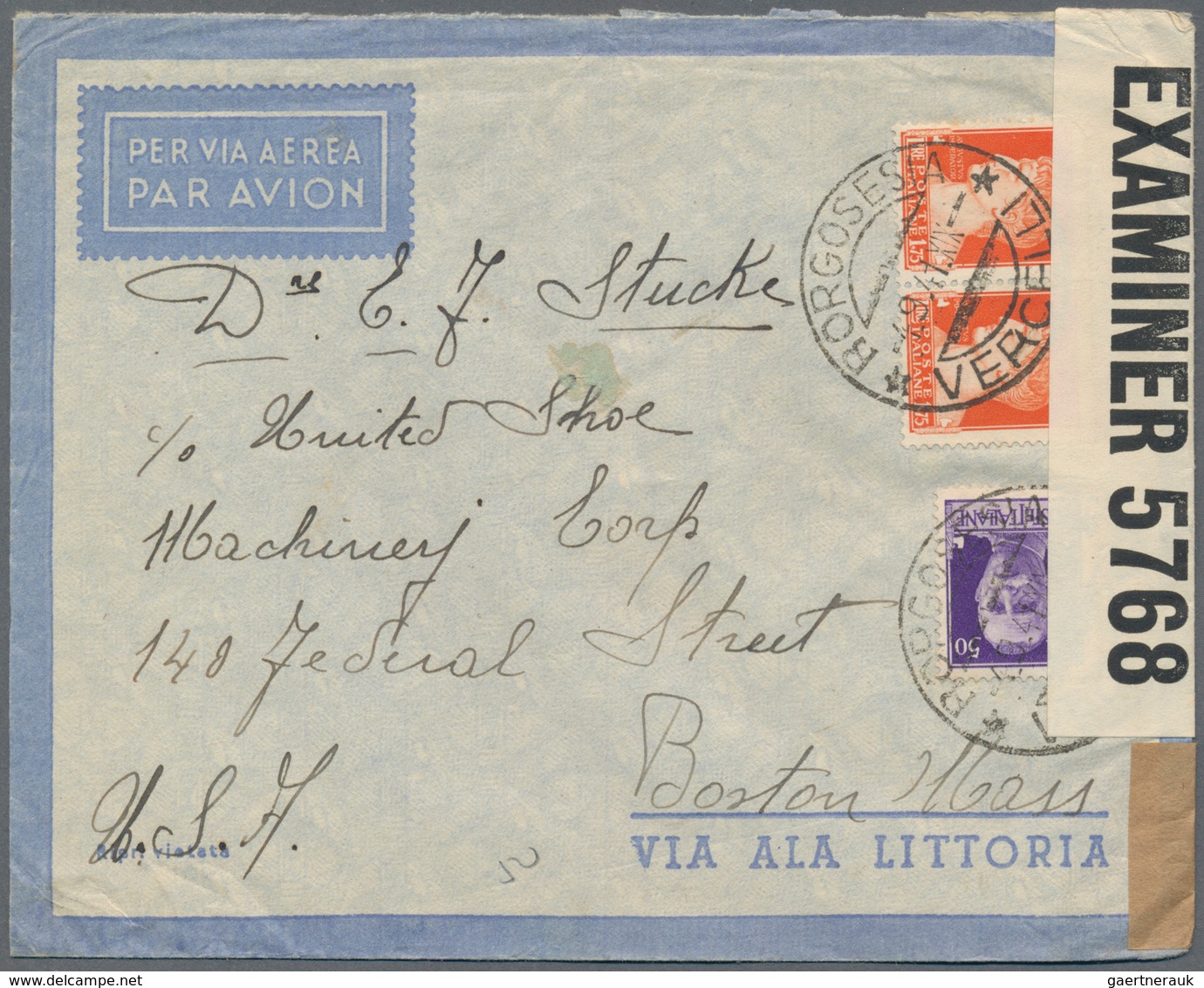 Italien: 1940/1946, Approx. 70 Covers From Italy To USA, Mostly Sent By Airmail. You Will Find High - Lotti E Collezioni