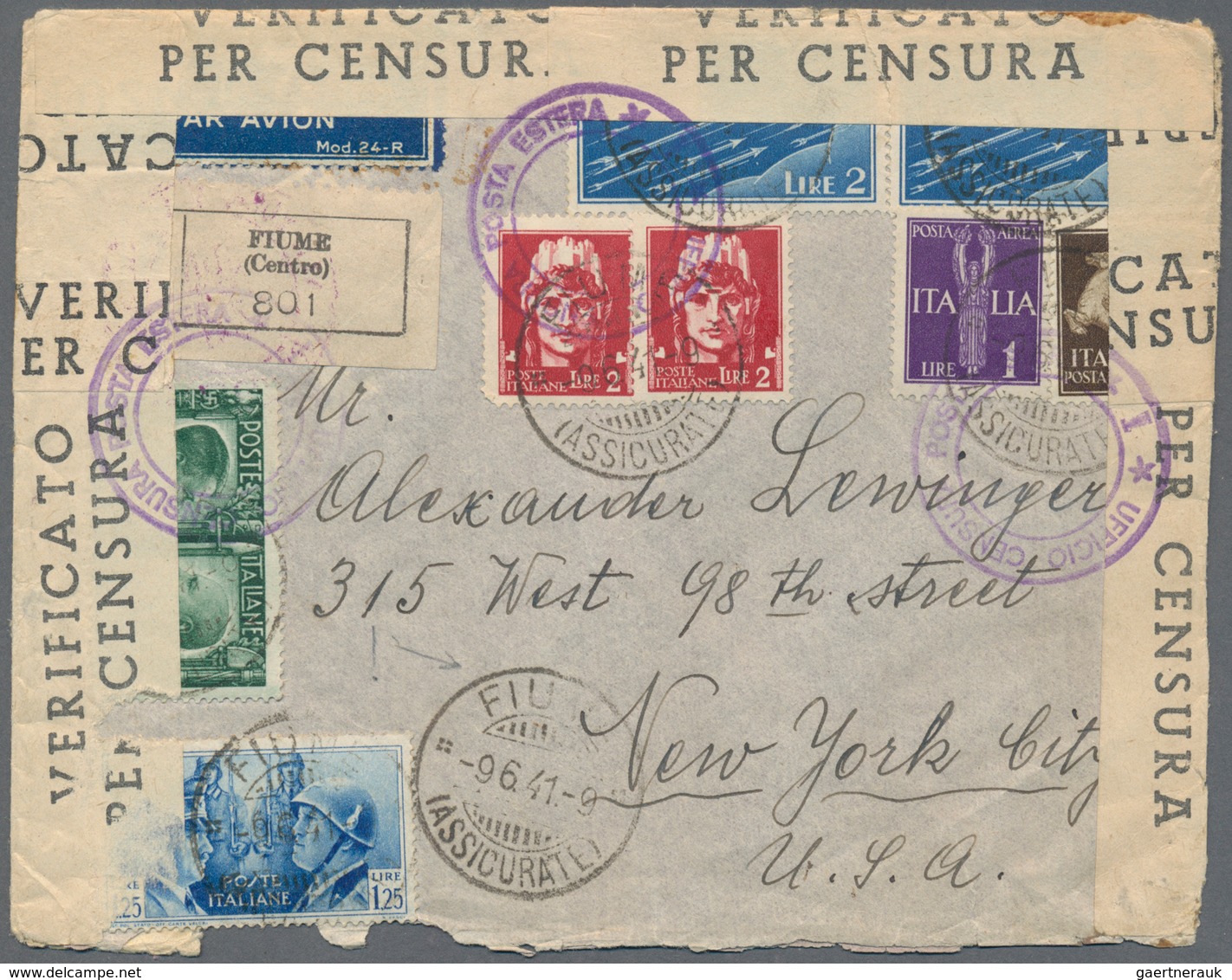 Italien: 1940/1946, Approx. 70 Covers From Italy To USA, Mostly Sent By Airmail. You Will Find High - Lotti E Collezioni
