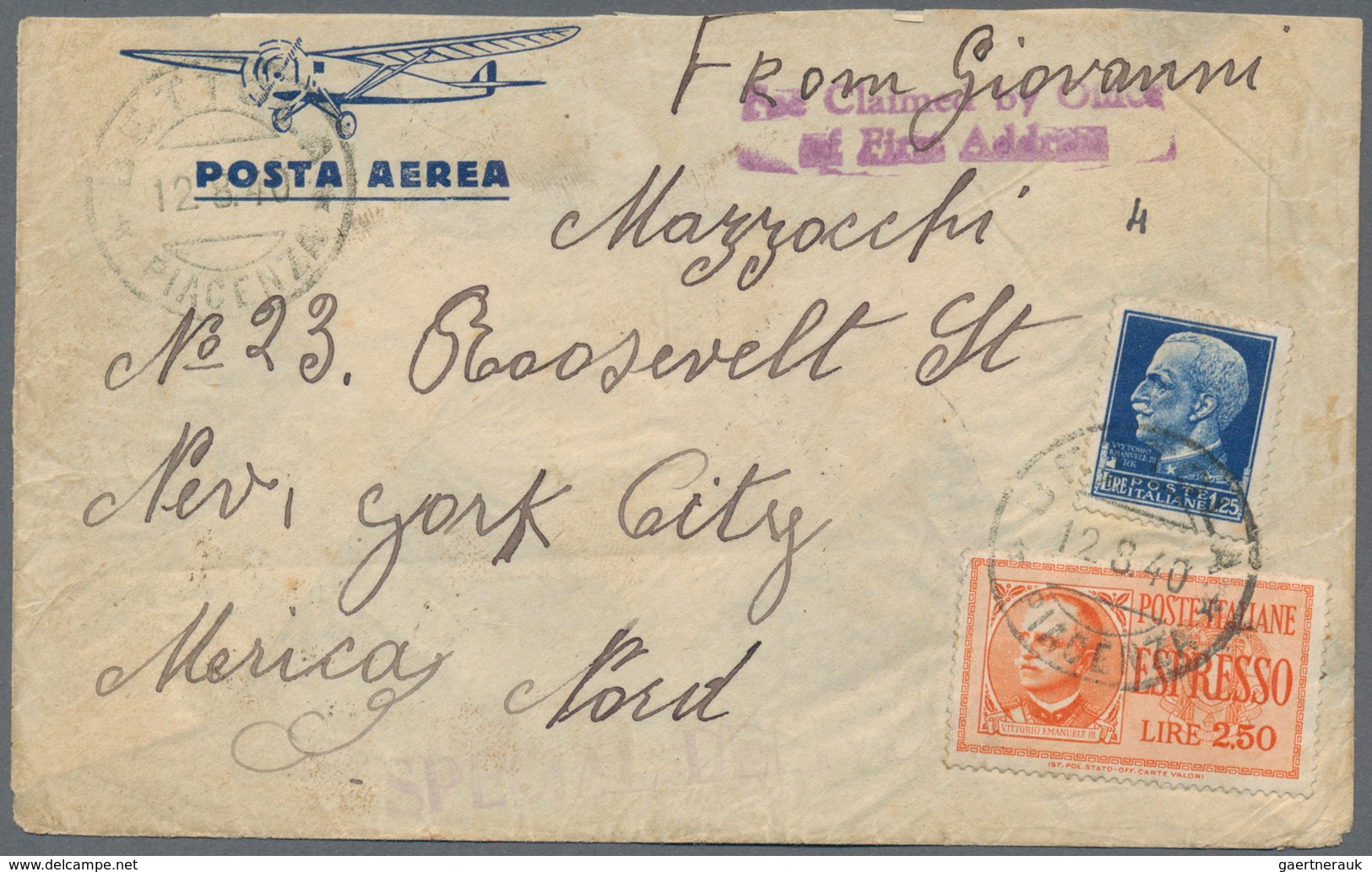 Italien: 1940/1946, Approx. 70 Covers From Italy To USA, Mostly Sent By Airmail. You Will Find High - Colecciones