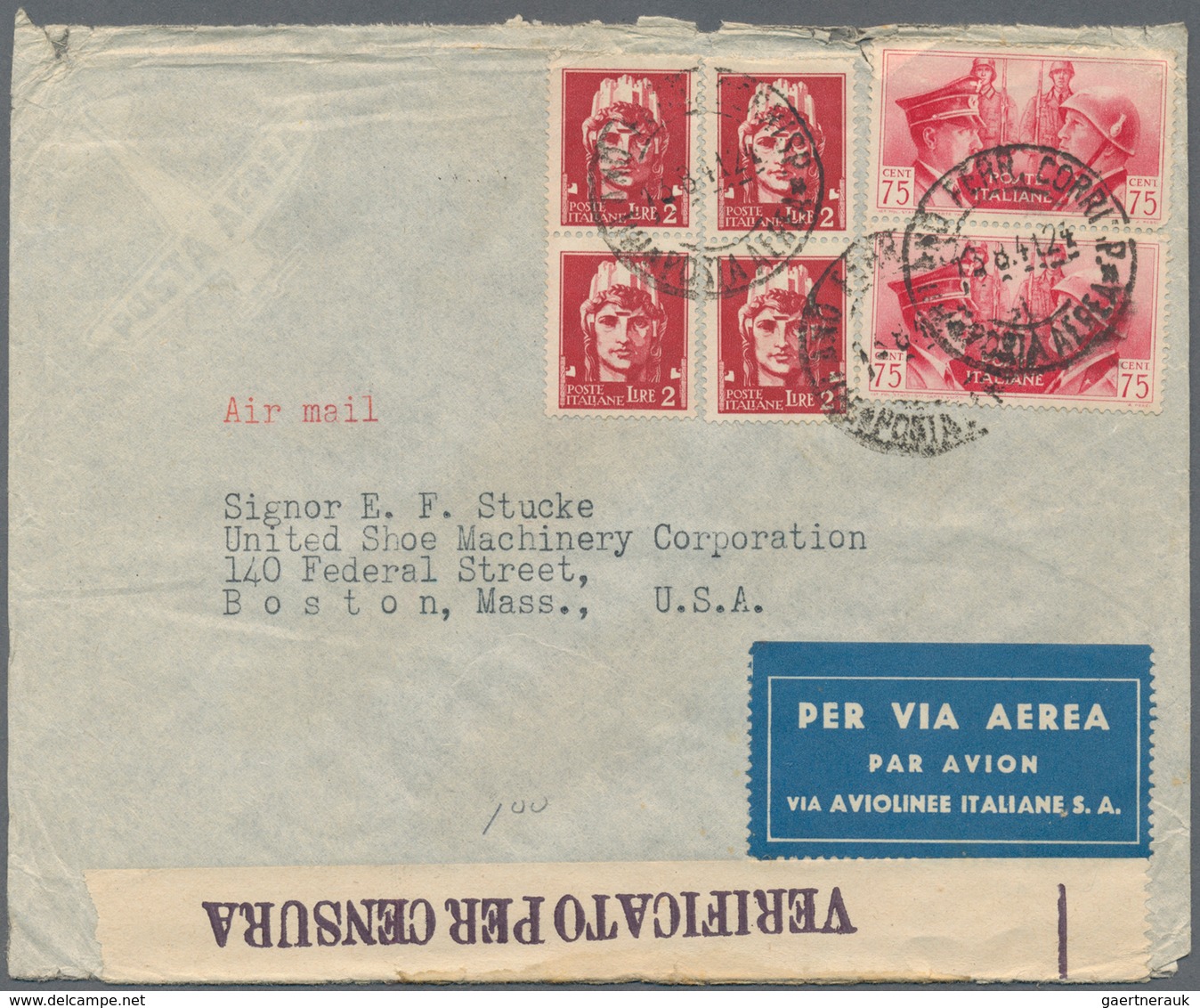 Italien: 1940/1946, approx. 70 covers from Italy to USA, mostly sent by airmail. You will find high