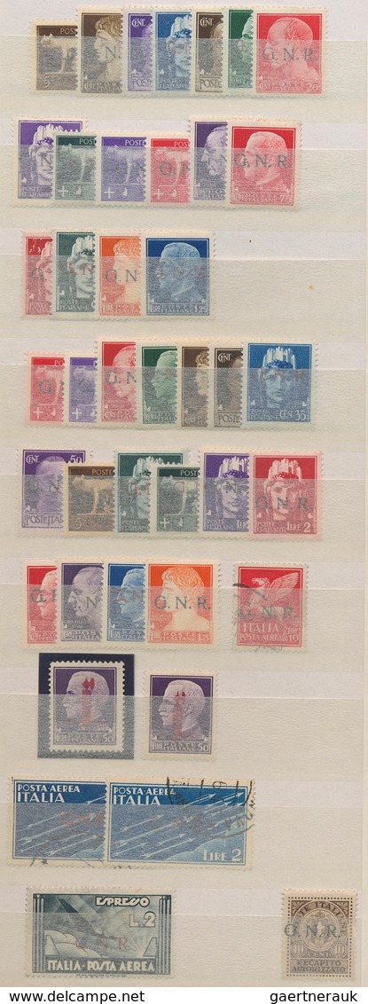 Italien: 1943/1944, Repubblica Sociale/G.N.R. Overprints, Chiefly Mint Accumulation Of Apprx. 740 St - Verzamelingen