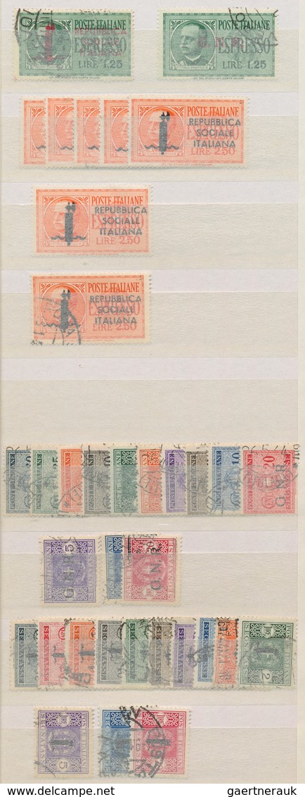 Italien: 1943/1944, Repubblica Sociale/G.N.R. Overprints, Chiefly Mint Accumulation Of Apprx. 740 St - Verzamelingen