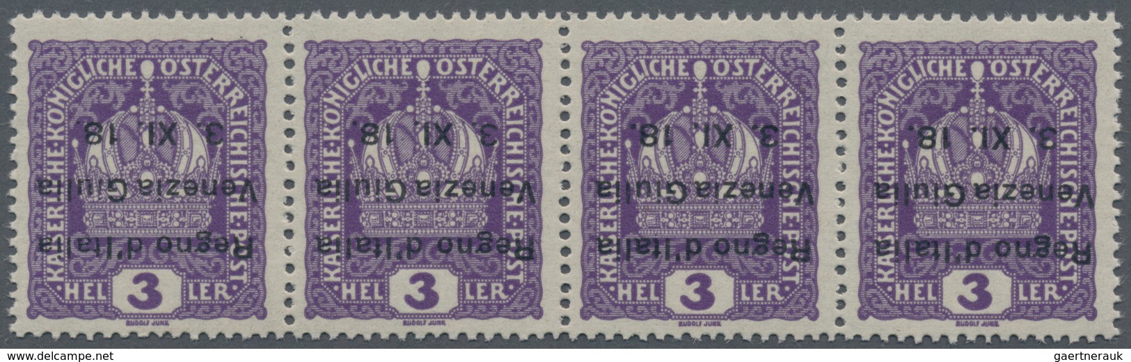 Italienische Besetzung 1918/23 - Julisch-Venetien: 1918, Austria Definitive 3h. Violet With INVERTED - Vénétie Julienne