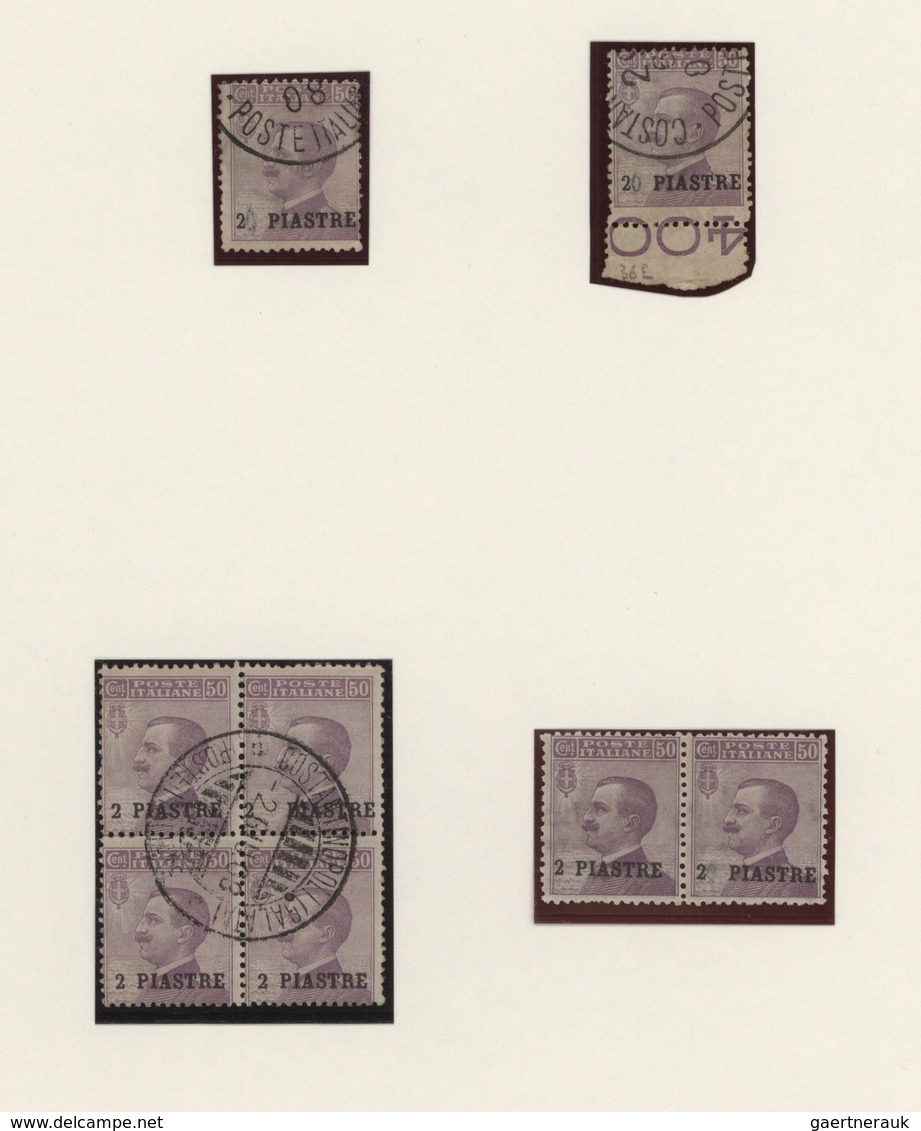 Italienische Post In Der Levante: 1908, Specialised Assortment Showing Varietes Of Overprint Of 2pi. - Amtliche Ausgaben