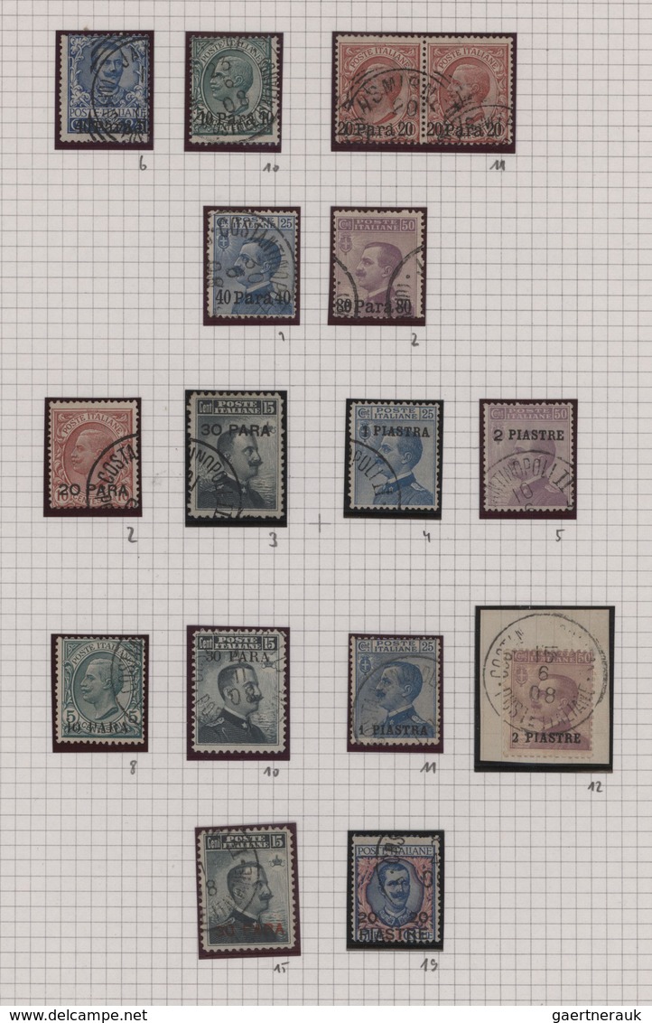 Italienische Post In Der Levante: 1908/1922, A Fine Used Collection Of 39 Stamps Well Arranged On Al - Amtliche Ausgaben