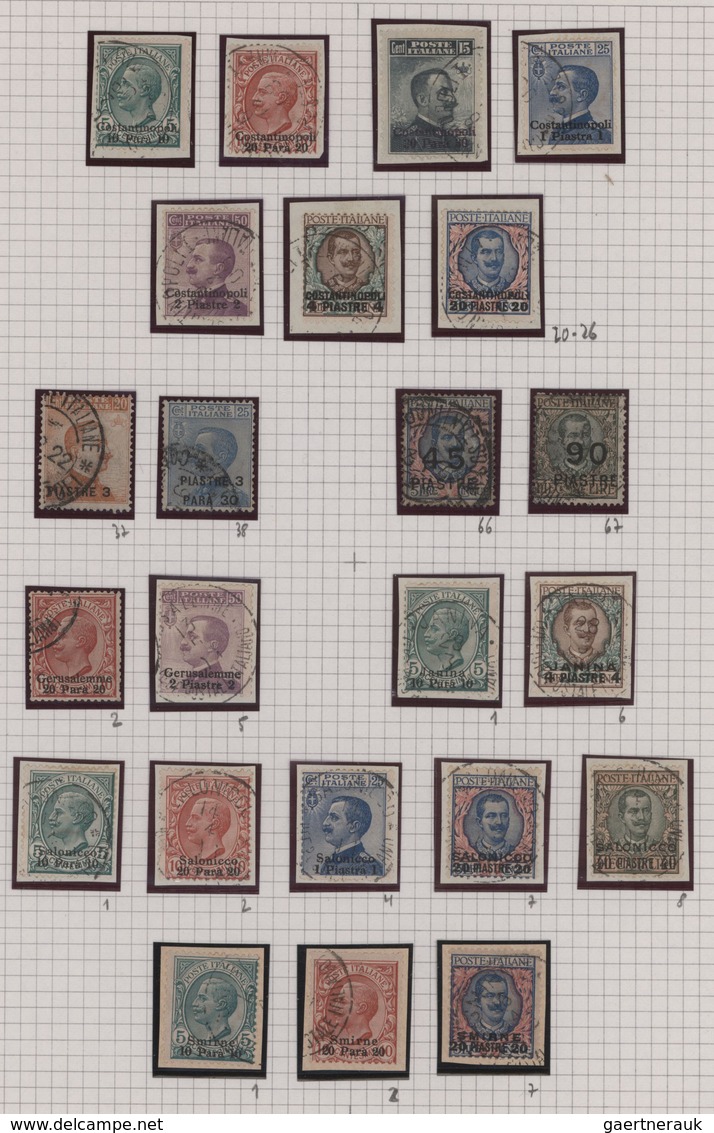 Italienische Post In Der Levante: 1908/1922, A Fine Used Collection Of 39 Stamps Well Arranged On Al - Amtliche Ausgaben