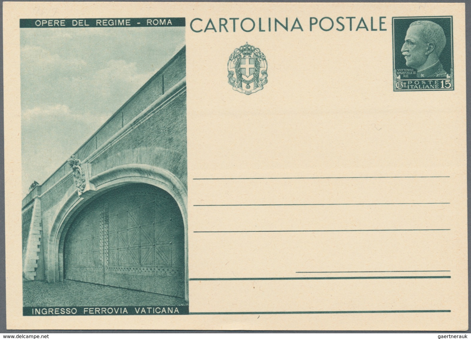 Italien - Ganzsachen: 1931. OPERE DEL REGIME - ROME. 15 C Green Postal Stationery Card, Complete Set - Postwaardestukken