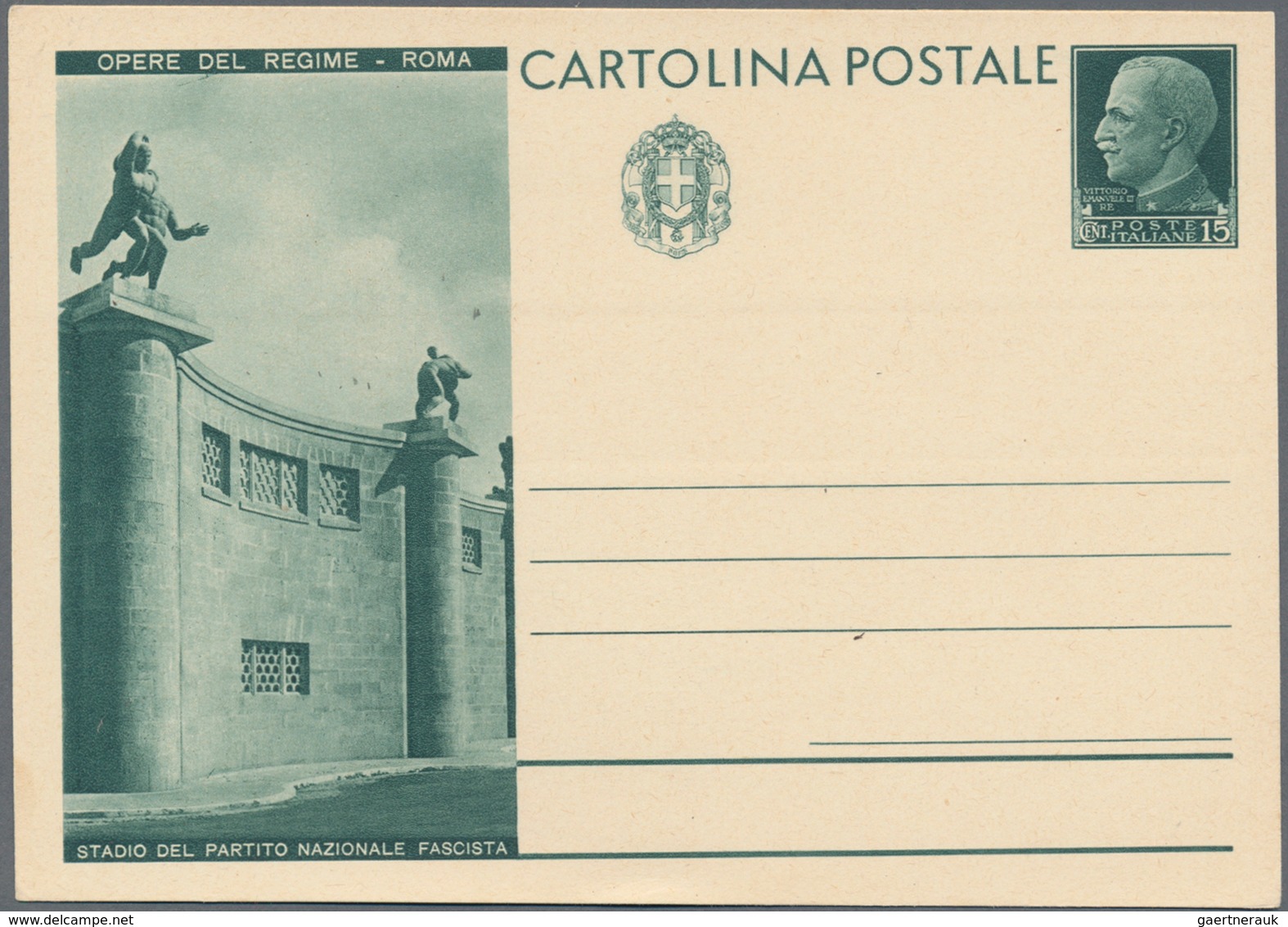 Italien - Ganzsachen: 1931. OPERE DEL REGIME - ROME. 15 C Green Postal Stationery Card, Complete Set - Ganzsachen