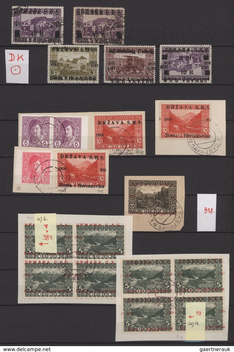 Jugoslawien: 1918, Specialised Assortment/collection Of The 1st Overprint Issue (Michel Nos. 1/16 Ex - Briefe U. Dokumente