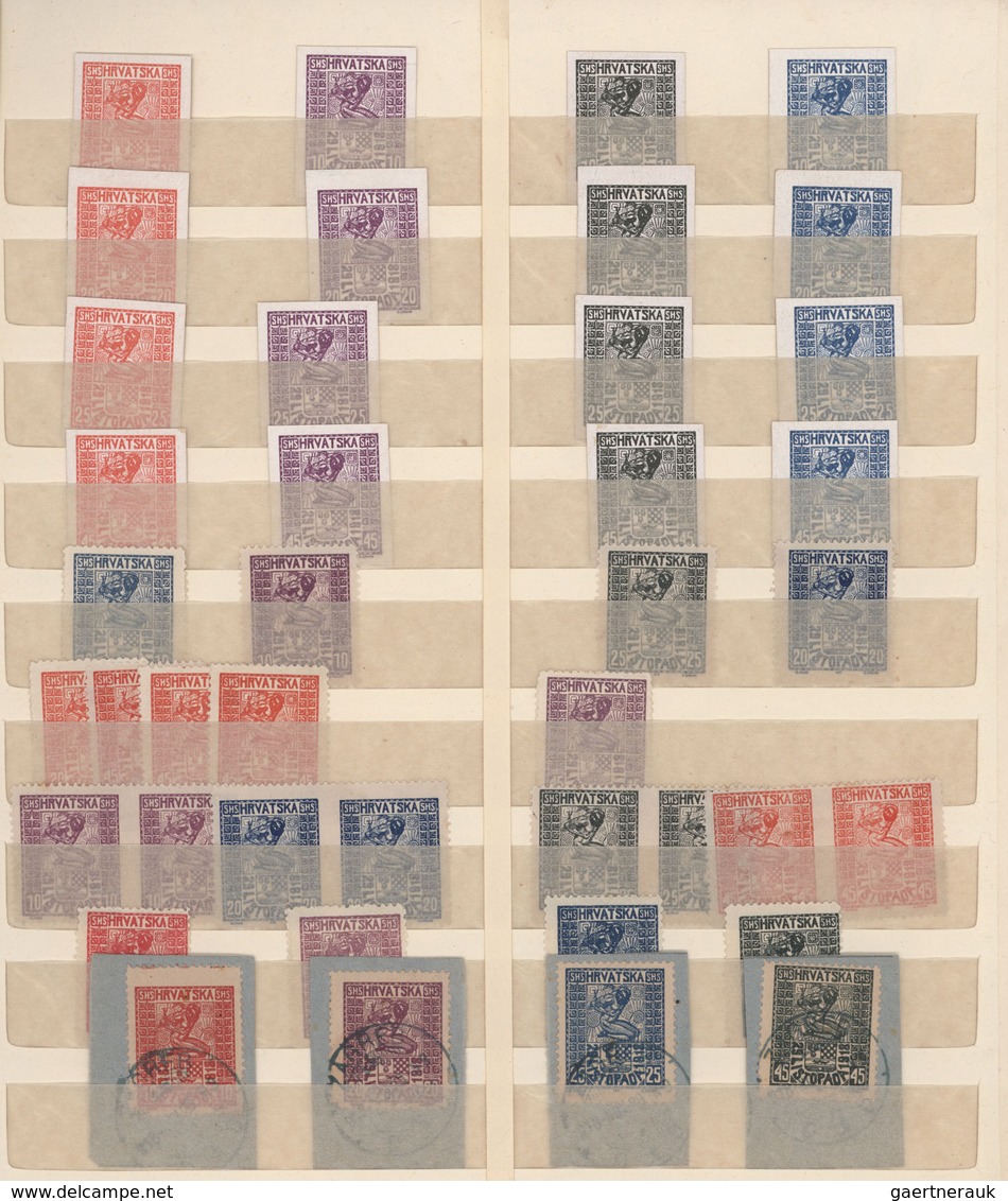 Jugoslawien: 1918/1940, Mint And Used Accumulation Of Several Hundred Stamps In A Stockbook, Compris - Brieven En Documenten