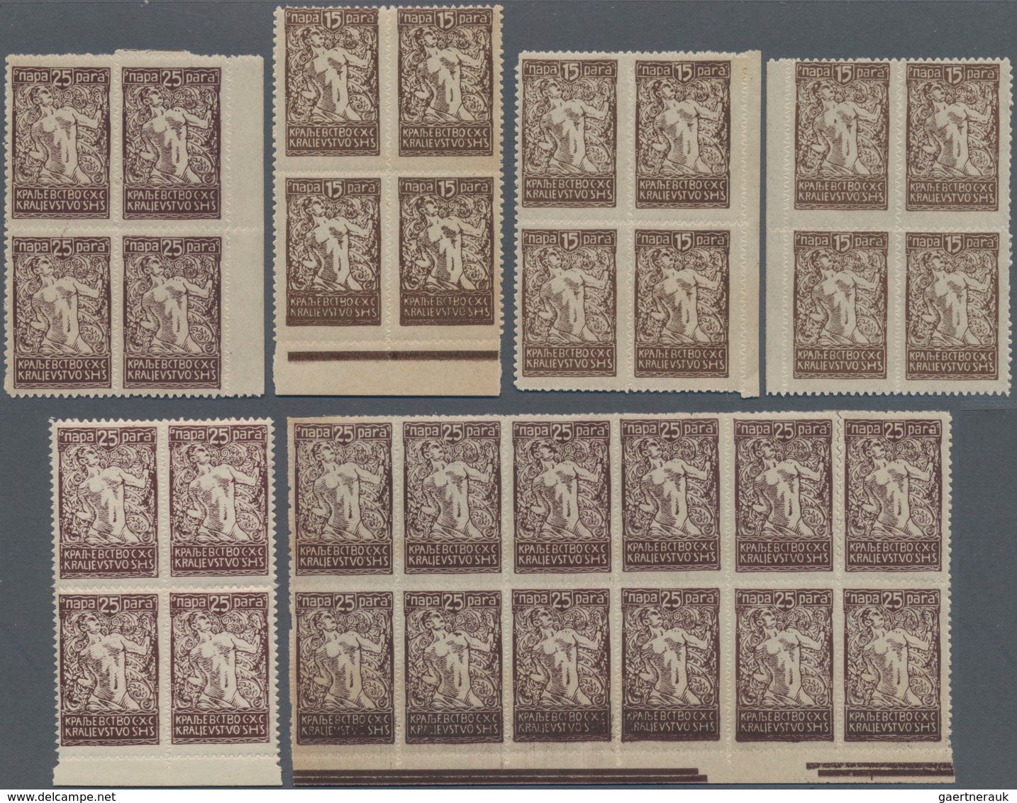 Jugoslawien: 1920. "Chainbreakers" Varieties. Four Stock Card With Various Degrees Of OFFSETS Of The - Brieven En Documenten