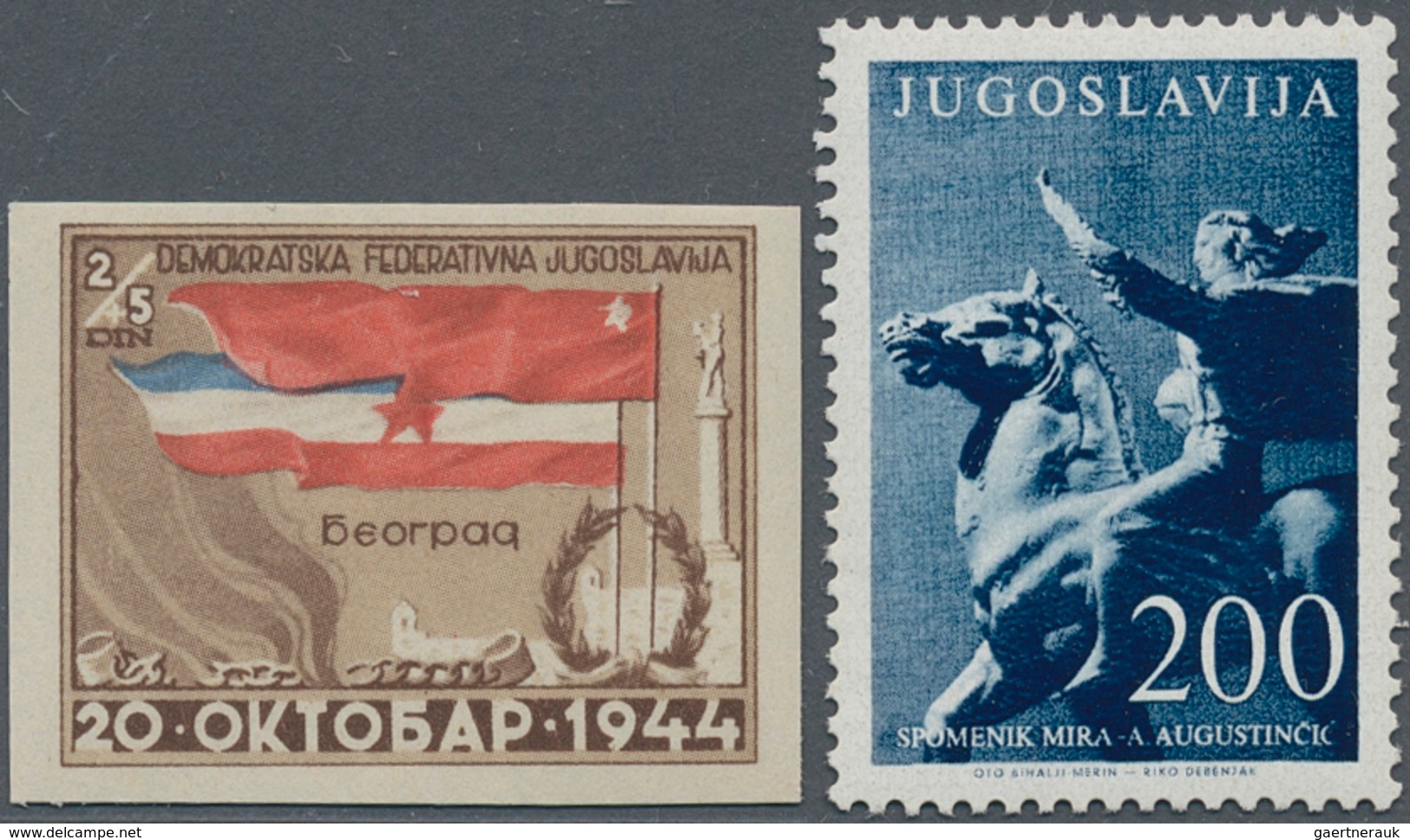 Jugoslawien: 1945/1956, Mainly U/m Assortment Of Apprx. 50 Stamps And Ten Souvenir Sheets, Incl. 194 - Briefe U. Dokumente
