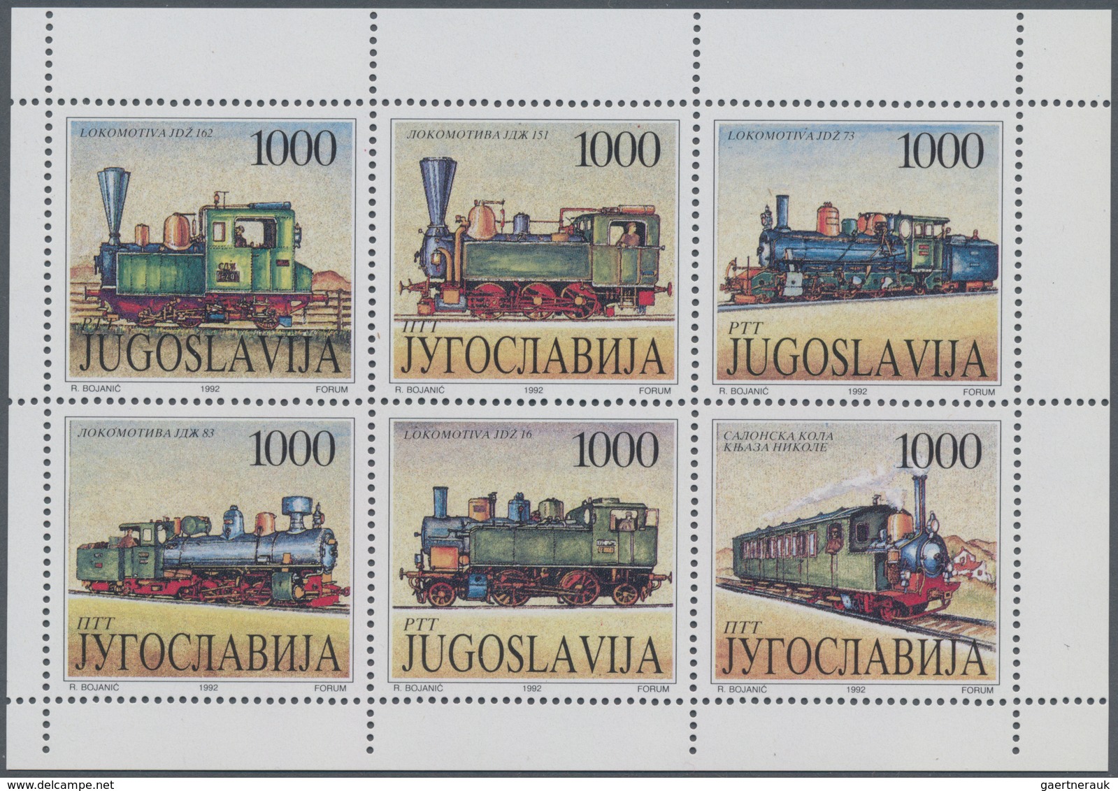 Jugoslawien: 1992, Steam Locomotives BOOKLET PANE In A Lot With Approx. 400 Booklet Panes, Mint Neve - Brieven En Documenten