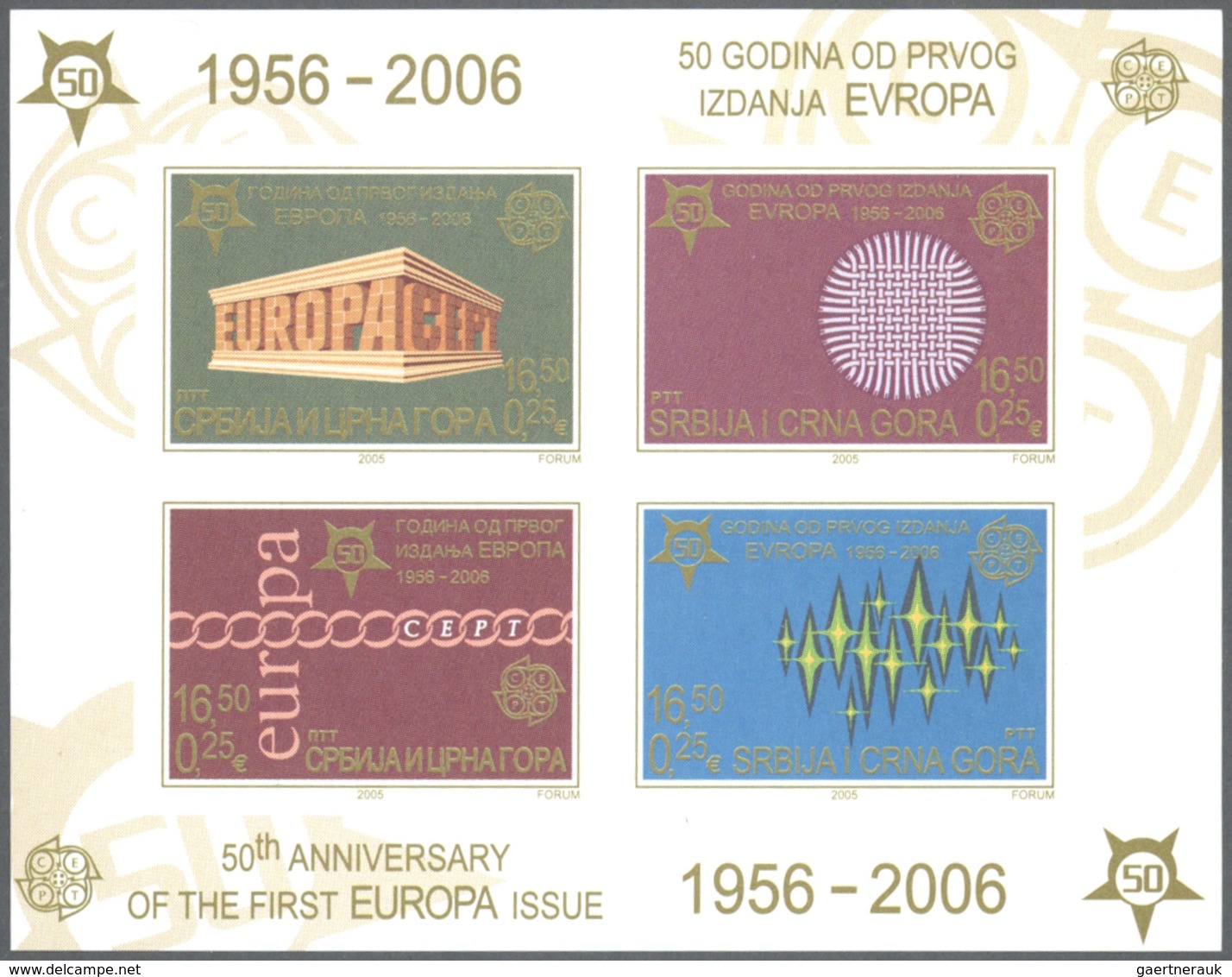 Jugoslawien: 2006, "50 Jahre Europamarken". Lot Von 1.000 Sätzen In Bogen Und 1.000 Blockgarnituren - Brieven En Documenten