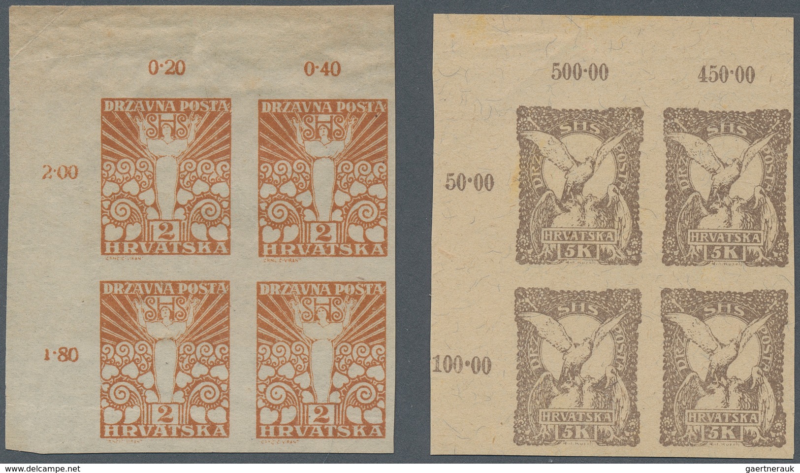 Kroatien: From 1918 Interesting Lot, Almost Only Better Single Pieces, Incl. Trial Prints, Imperfora - Croacia