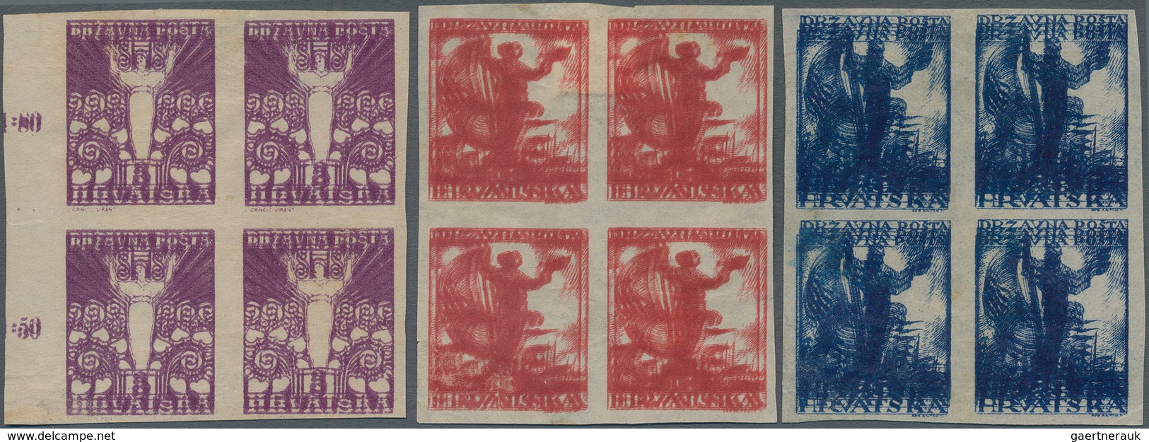 Kroatien: from 1918 interesting lot, almost only better single pieces, incl. trial prints, imperfora