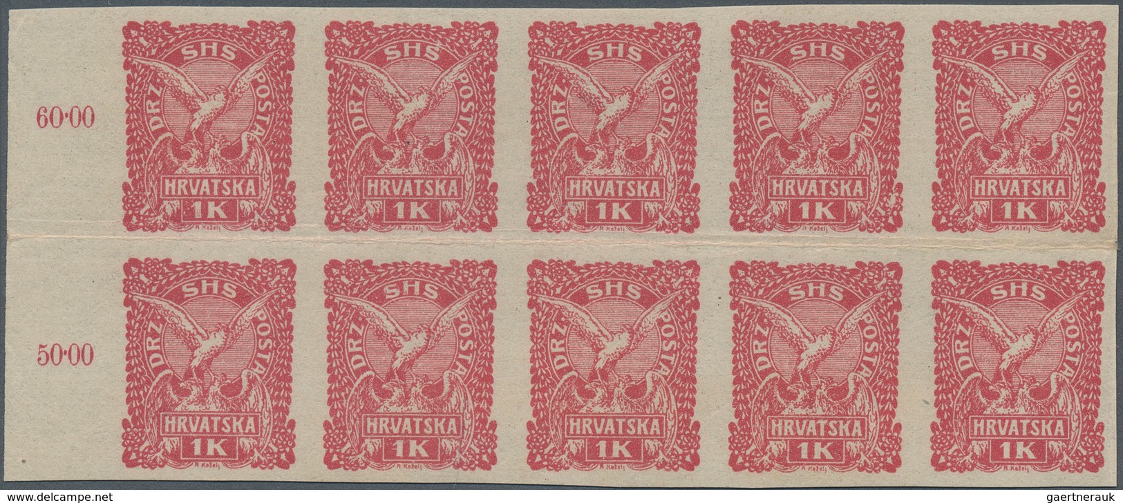 Kroatien: from 1918 interesting lot, almost only better single pieces, incl. trial prints, imperfora